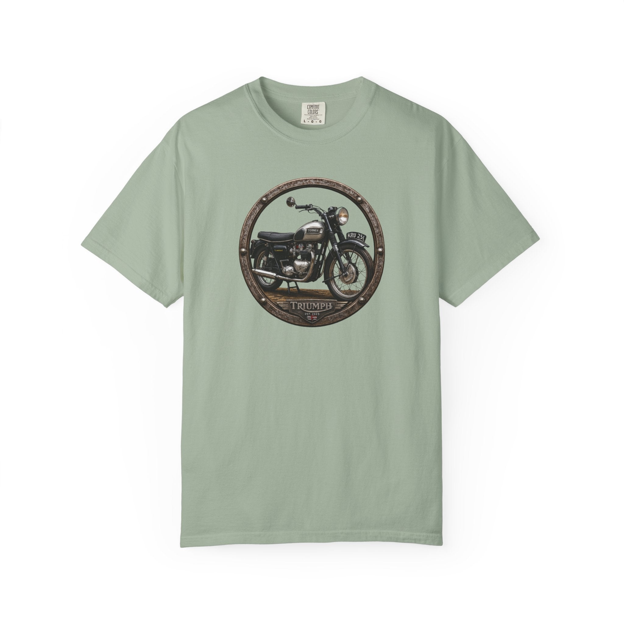 Classic Triumph Motorcycle T-Shirt — Vintage British Flag Ride Tee