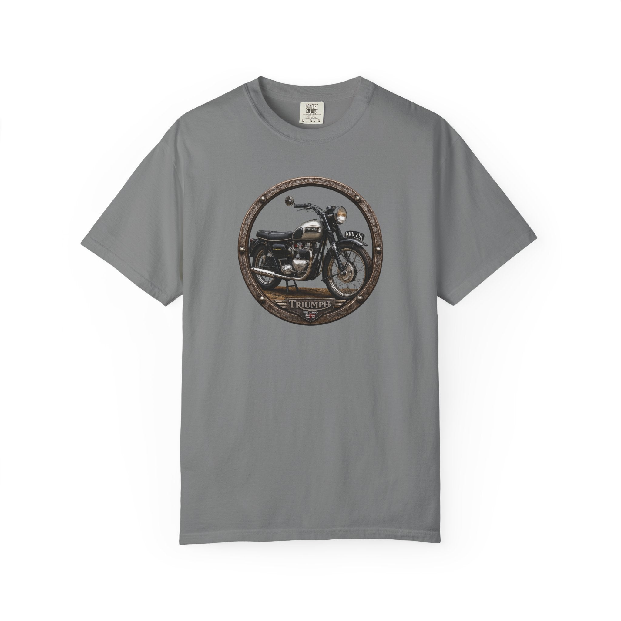 Classic Triumph Motorcycle T-Shirt — Vintage British Flag Ride Tee